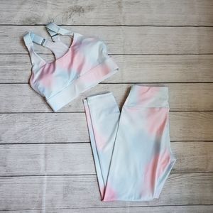 Tie die leggings and sports bra